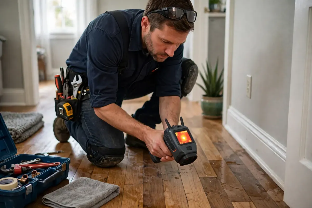 Acoustic Leak Detection in Lawrenceville, GA, acoustic and thermal detection work by a plumber